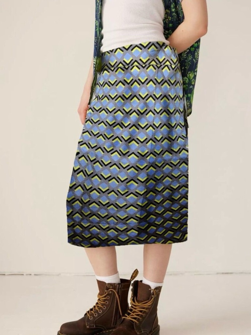 Wildfang The Empower Satin Wrap Skirt, Size Medium, Multicolor, NWT!